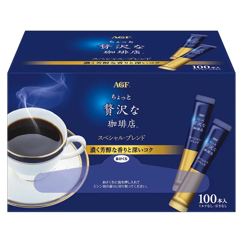 Agf Black Coffee Shop Blend – Premium Instant Coffee Sticks, 100-Pack 1