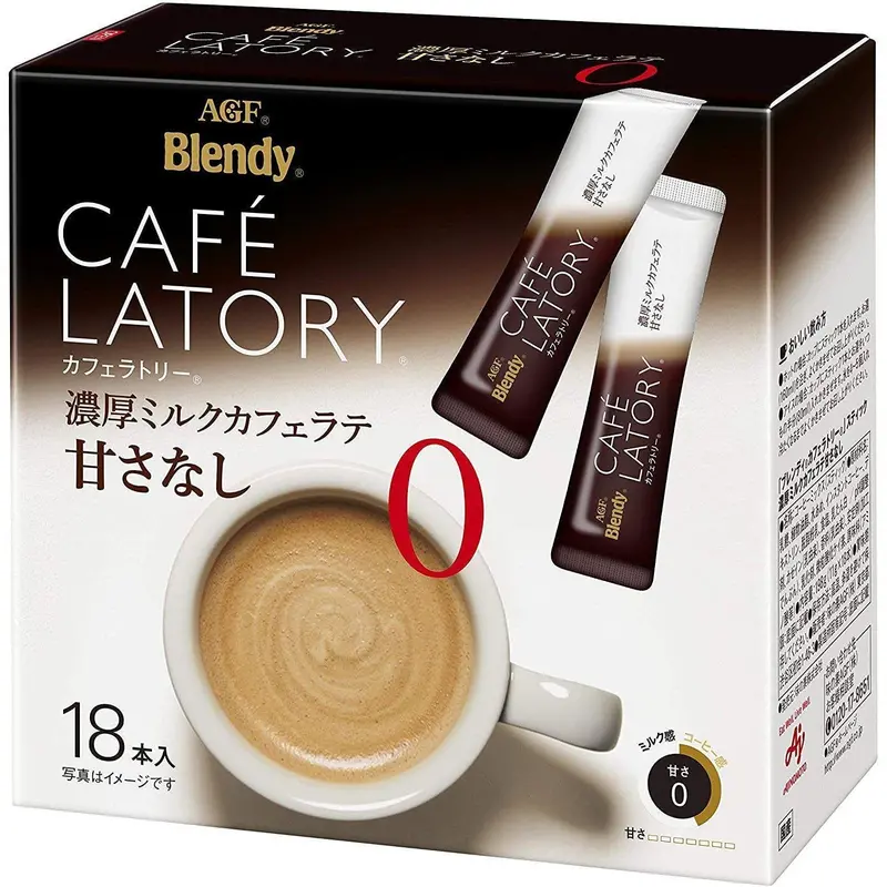 Agf Blendy Café Latory Unsweetened Rich Milk Latte – 18-Stick Pack 1