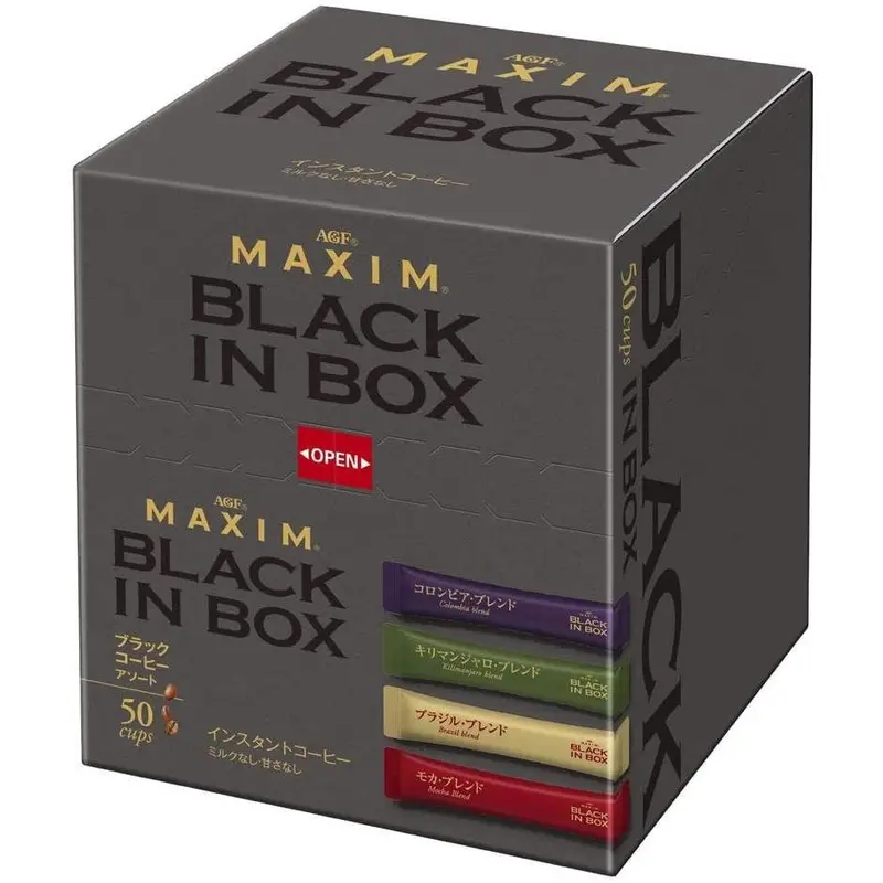 Agf Maxim Black Instant Coffee Sticks – Bold Roast Variety Pack (50 Sticks) 1