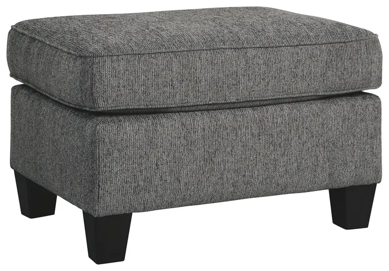 Agleno Charcoal Fabric Ottoman With Low Profile Silhouette 1