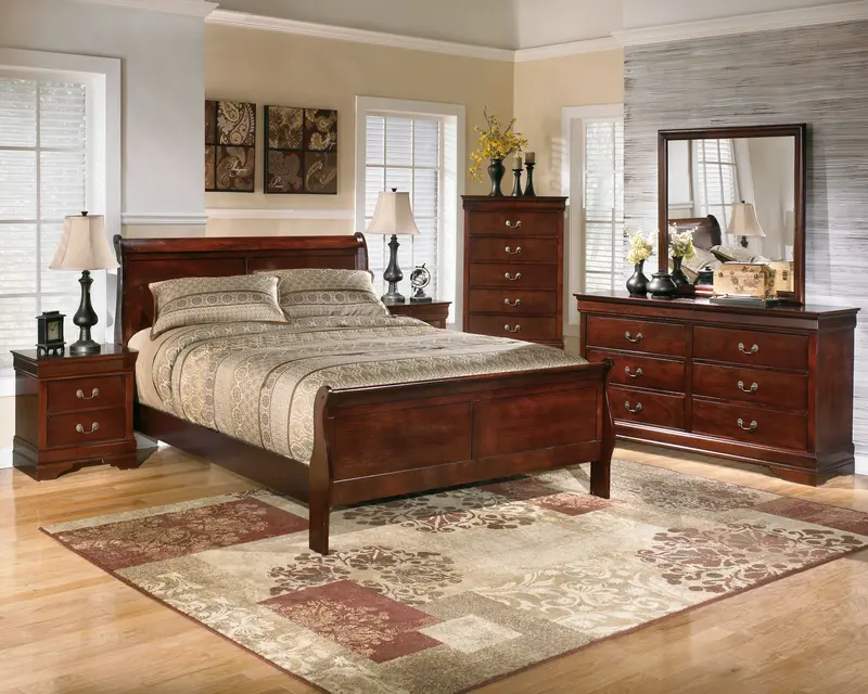 Alisdair Sleigh Bedroom Set – Bed, Dresser, Mirror, And Nightstand 1