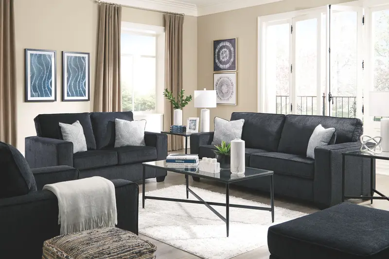 Altari Complete Living Room Set: Sofa, Loveseat, Chair & Ottoman 1