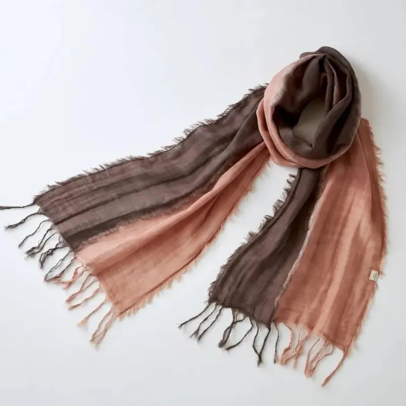Amami Oshima Natural Mud-Dyed Cotton Scarf – Brown And Tan 1