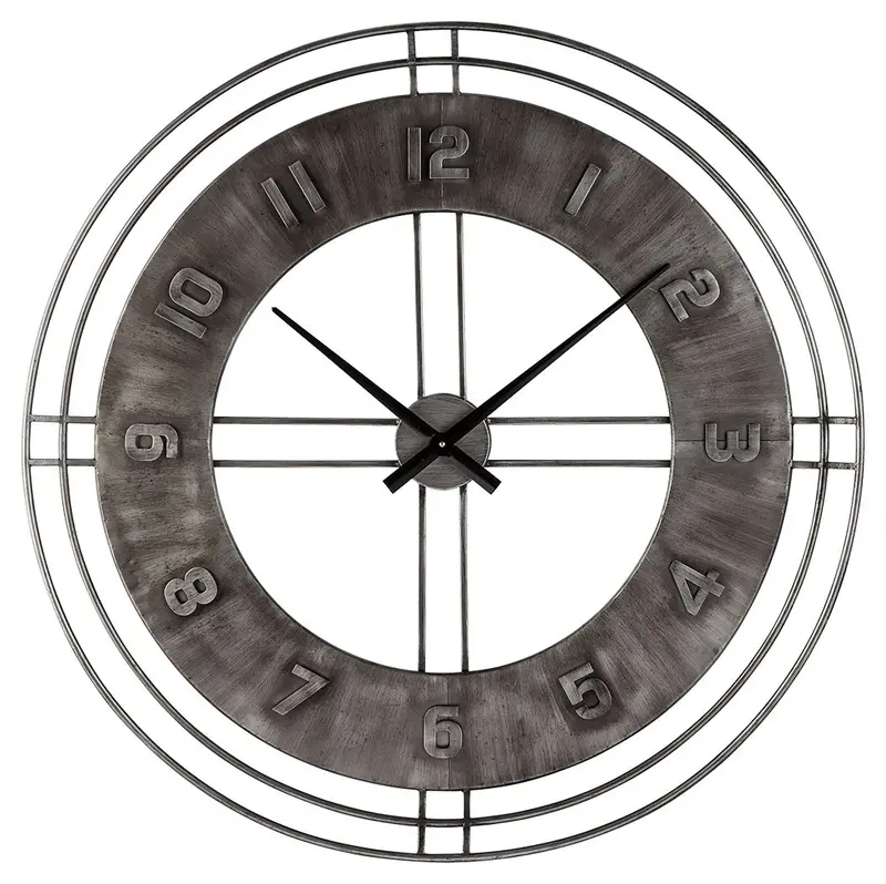 Ana Wall Clock With Antique Gray Finish And Classic Dial 1