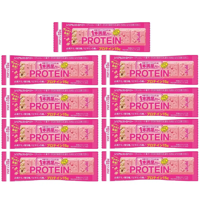 Asahi High-Protein Strawberry Cereal Bar – 15G Protein Per Bar (Pack Of 9) 1