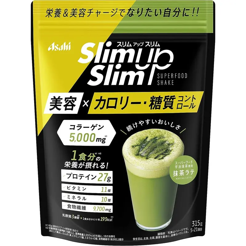 Asahi Slim Up Matcha Latte Meal Replacement Shake – 315G Nutritional Powder 1