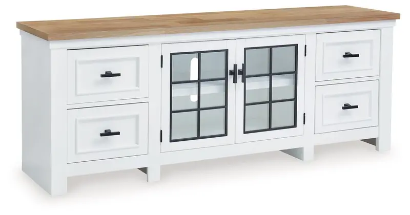 Ashbryn White And Natural Extra-Large Tv Stand 1