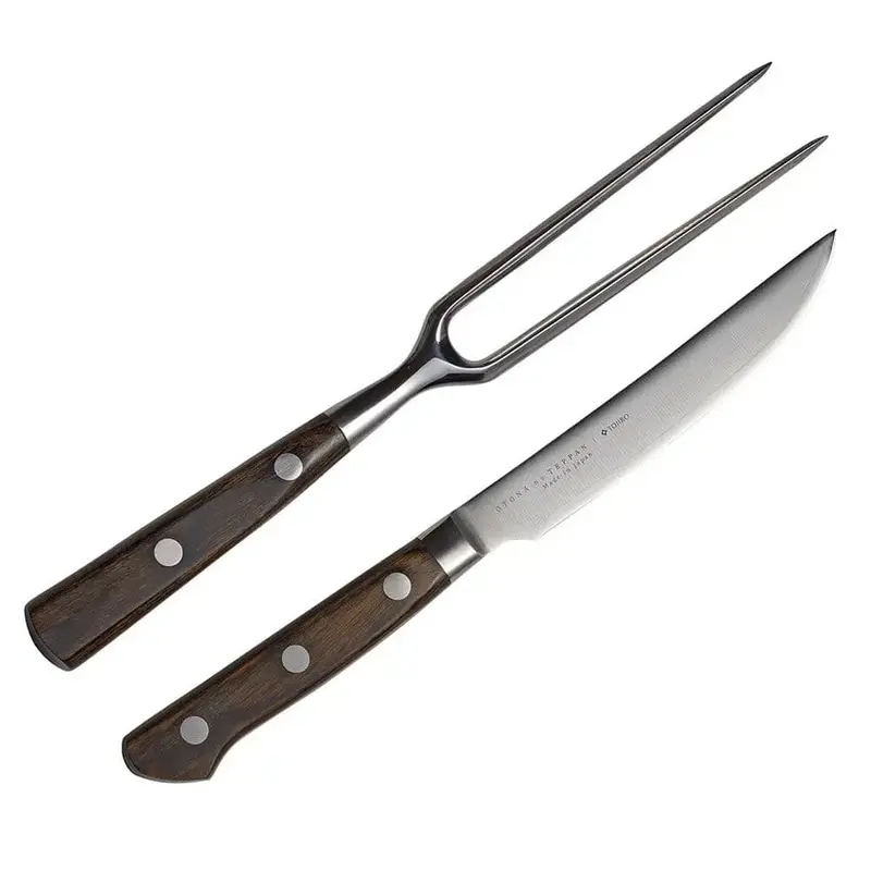 Authentic Japanese Steak Knife And Carving Fork Set – Ergonomic Wooden Handles 1