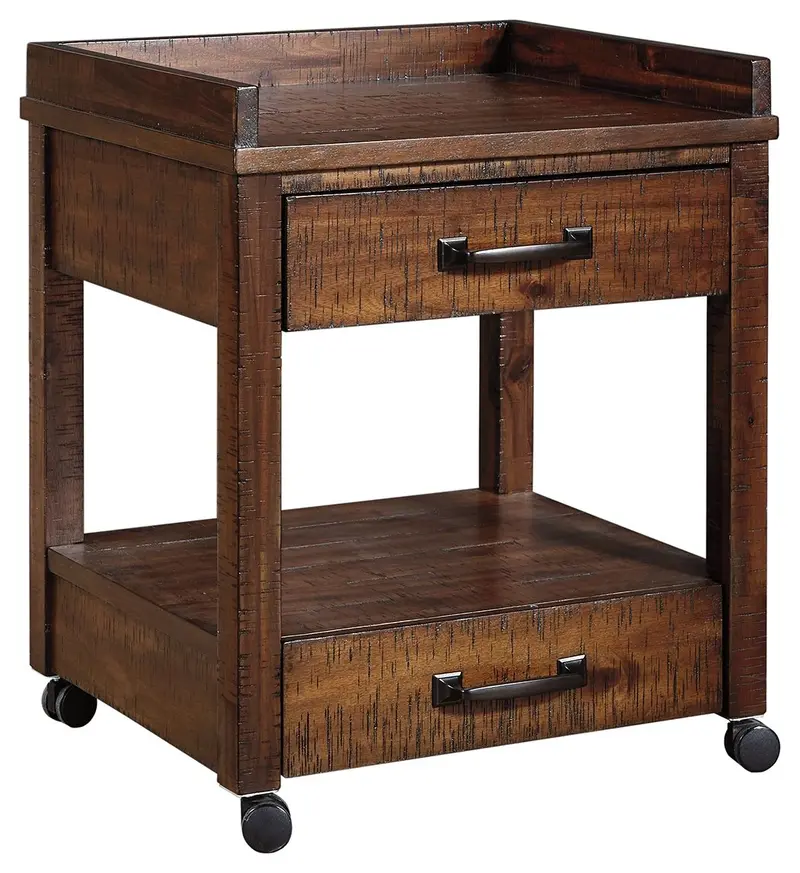 Baldridge Rustic Brown Printer Stand With Storage 1