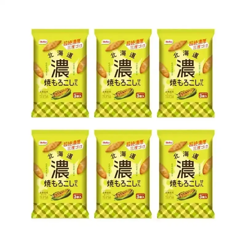 Befco Hokkaido Sweet Corn Arare Rice Crackers – Roasted Flavor, 51G × 6 1