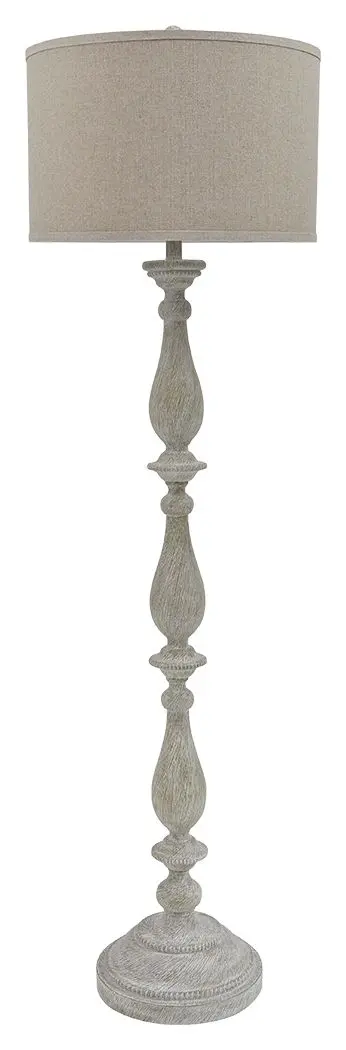 Bernadate Poly Floor Lamp – Whitewash Finish Contemporary Standing Light 1