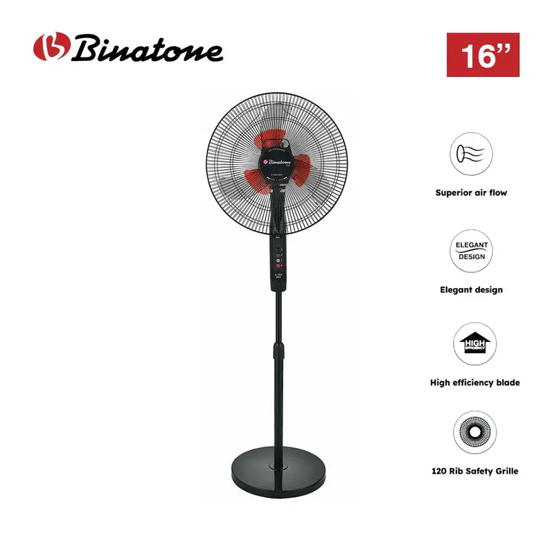 Binatone A1692(Mk5) 16-Inch Floor Fan – 3-Blade Quiet Operation, Modern Styling 1