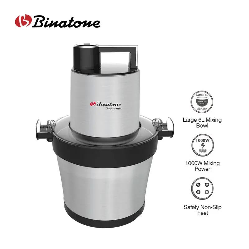 Binatone Kc-6000 Food Processor – 6-Liter Bowl, 1000W Motor, Stainless Steel Blades 1