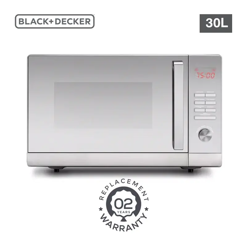 Black+Decker 30L 900W Solo Microwave Oven – Stainless Steel Finish (Mz30Pgss-B5) 1