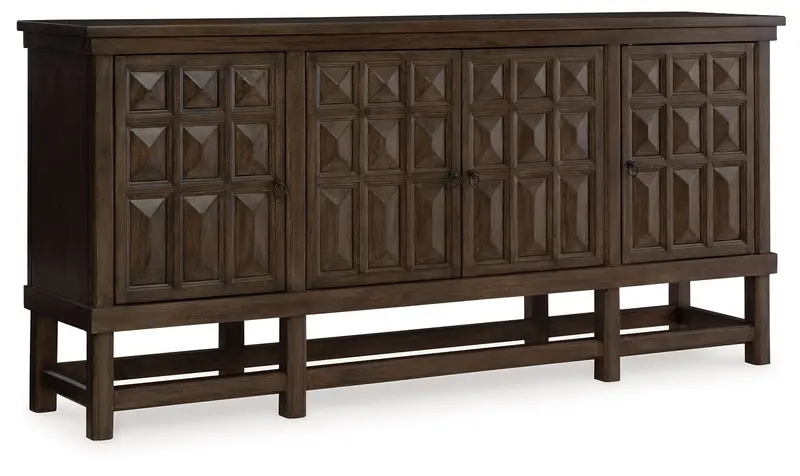 Braunell Brown Wood Accent Cabinet With Open Shelving And Closed Storage 1
