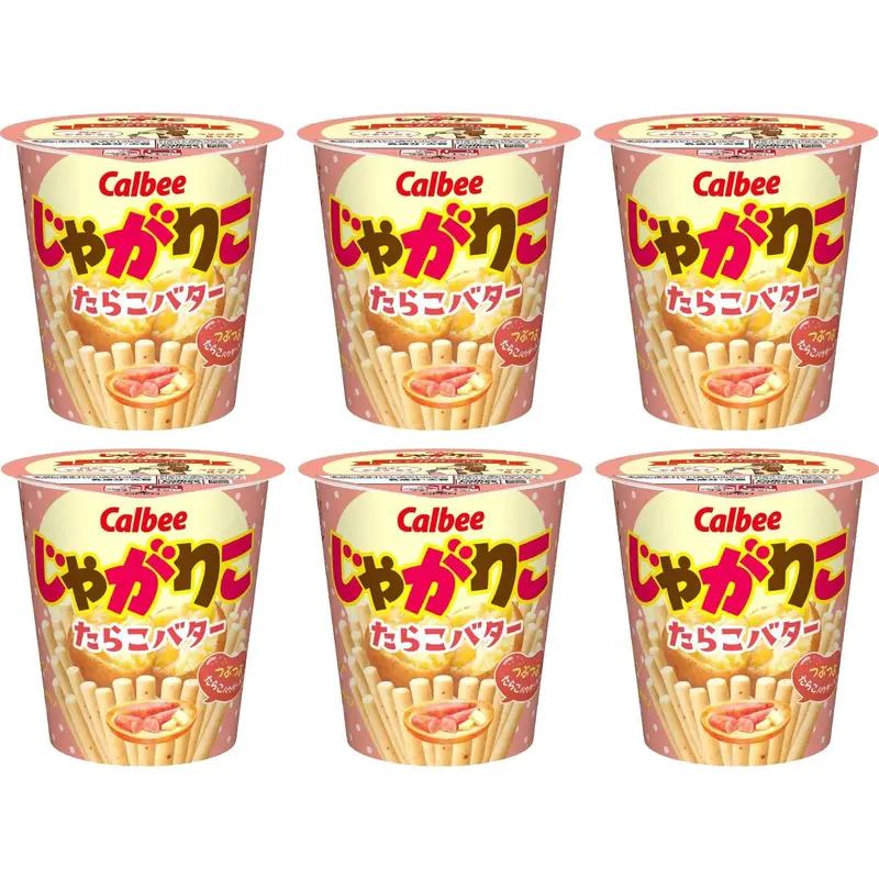 Calbee Jagarico Tarako Butter Potato Sticks – 6-Pack Crunchy Seafood-Inspired Snacks 1
