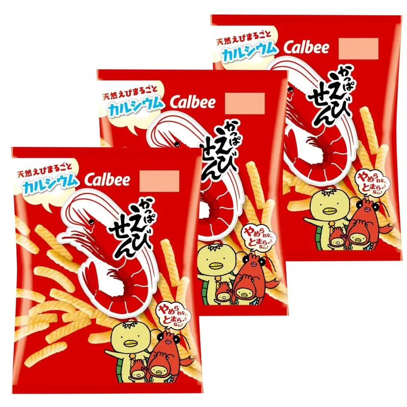 Calbee Kappa Ebisen Shrimp Chips – Crunchy Savory Snack, 3 × 77G Pack 1