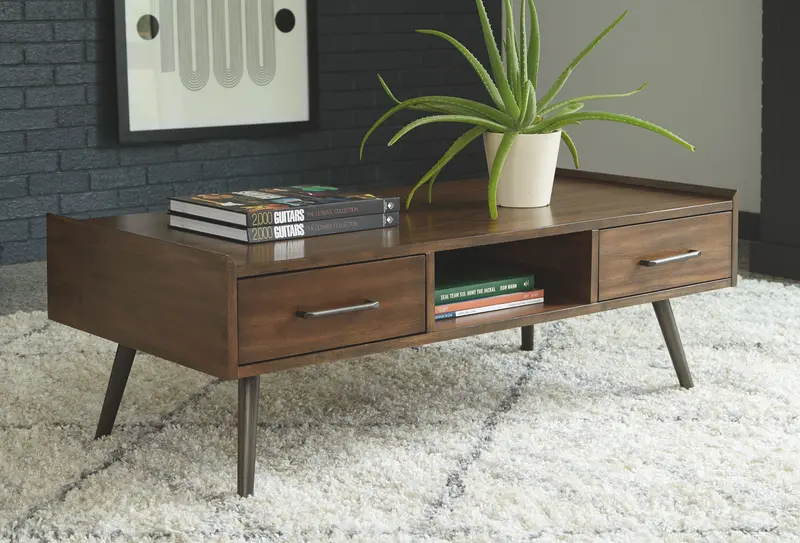 Calmoni Brown Wood Grain Rectangular Cocktail Table 1