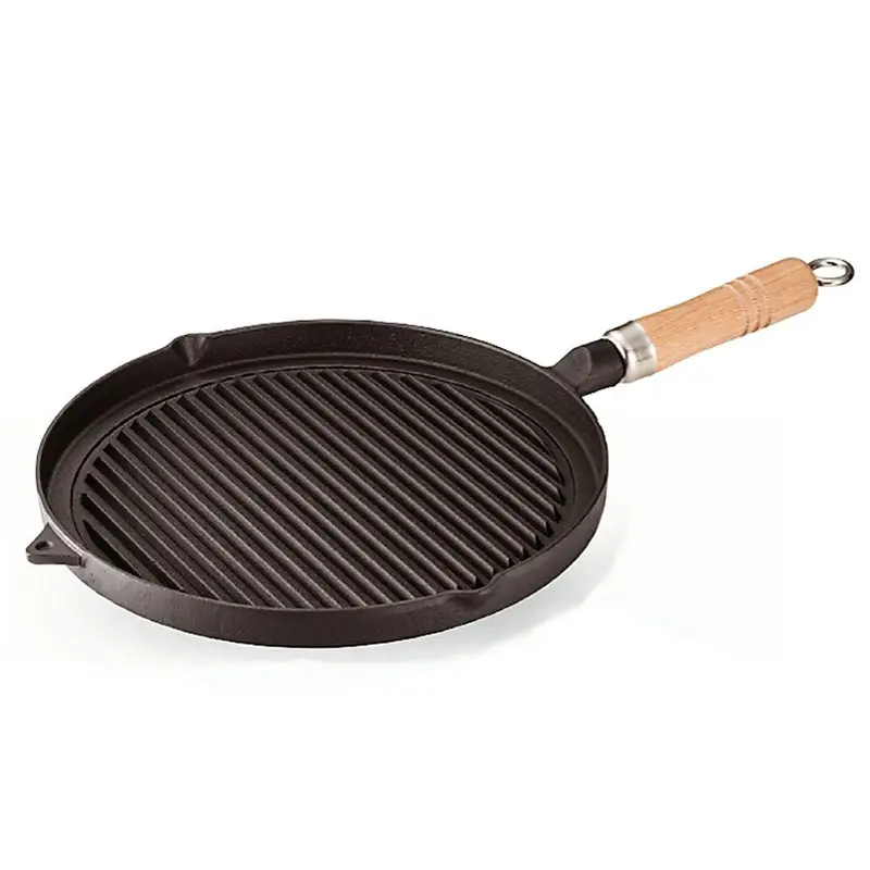 Cast Iron Griddle Pan With Wooden Handle — 26Cm, Ih-Safe 1