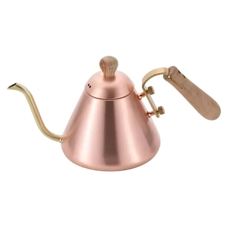Chitose Copper Gooseneck Kettle – 0.9L With Wooden Handle, Handcrafted Design 1