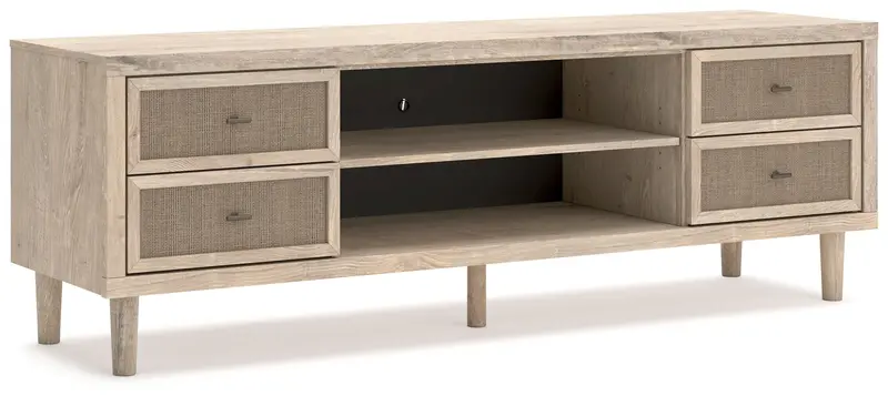 Cielden Two-Tone Extra-Large Tv Console With Open Shelving 1
