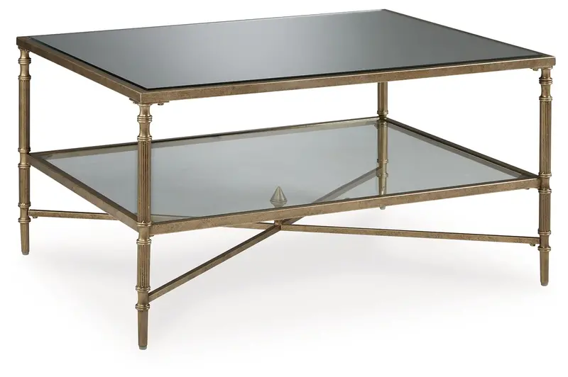 Cloverty Aged Gold Rectangular Cocktail Table – Sophisticated Design 1