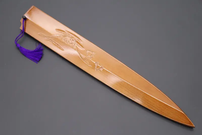 Custom Carved Mt. Fuji Wooden Saya For 300Mm Yanagiba 1