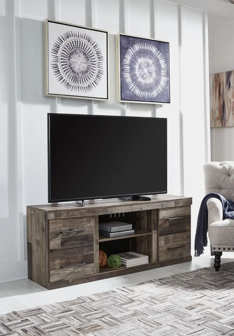 Derekson Multi-Gray Large Tv Stand With Optional Fireplace 1
