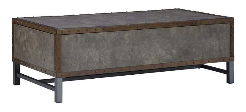 Derrylin Brown Lift-Top Cocktail Table With Hidden Storage 1