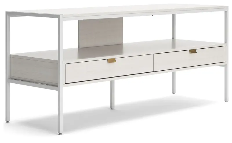 Deznee White Large Tv Stand With Adjustable Shelving And Cable Management 1