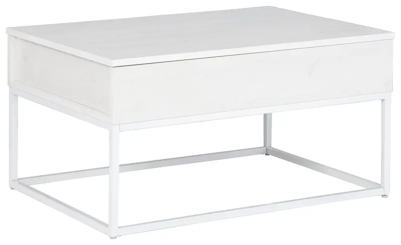 Deznee White Lift-Top Cocktail Table With Storage 1