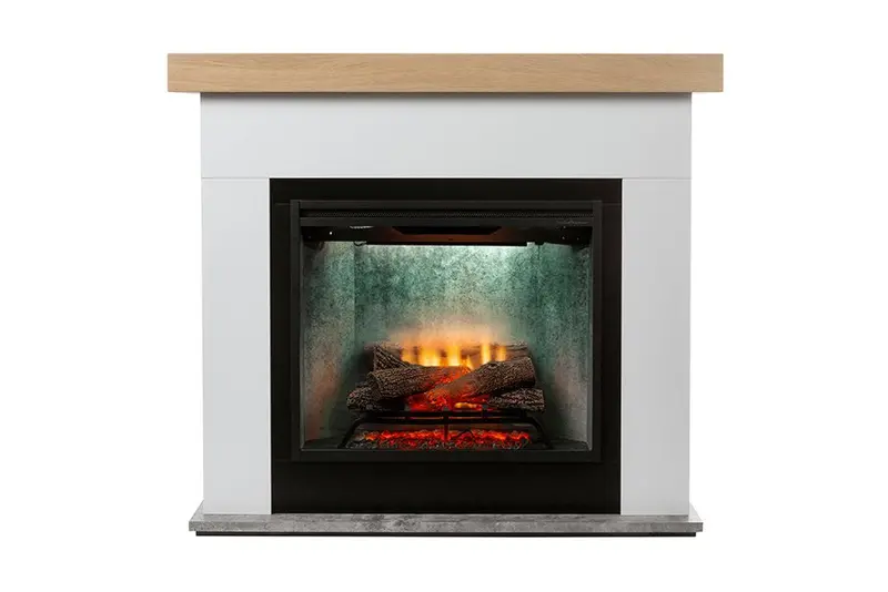 Dimplex Huxley Mantel Fireplace – 2Kw Revillusion Firebox With Concrete Finish 1