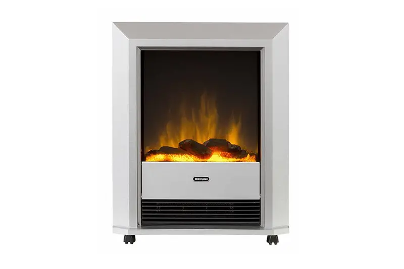 Dimplex Lee Silver Portable Electric Fire – 2Kw With Optiflame Log Effect 1