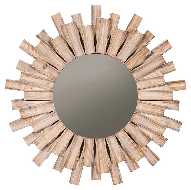 Donata Natural Wood Accent Mirror With Organic Textured Frame 1