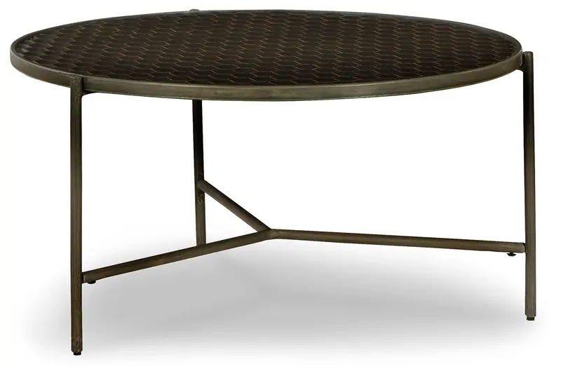 Doraley Brown-And-Gray Round Cocktail Table With Modern Pedestal Base 1