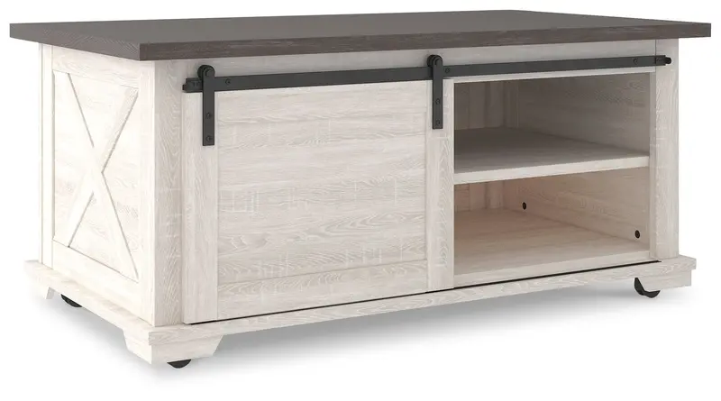 Dorrinson White Black Gray Rectangular Cocktail Table 1