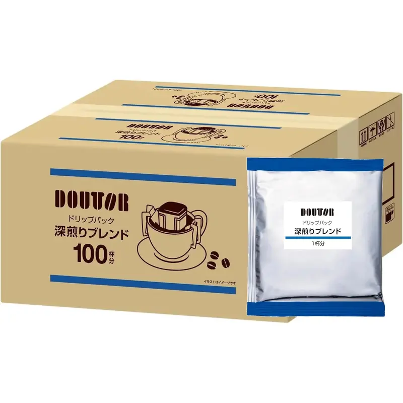 Doutor Dark Roast Drip Coffee Pack – Single-Serve Instant Brew, 100 Count 1