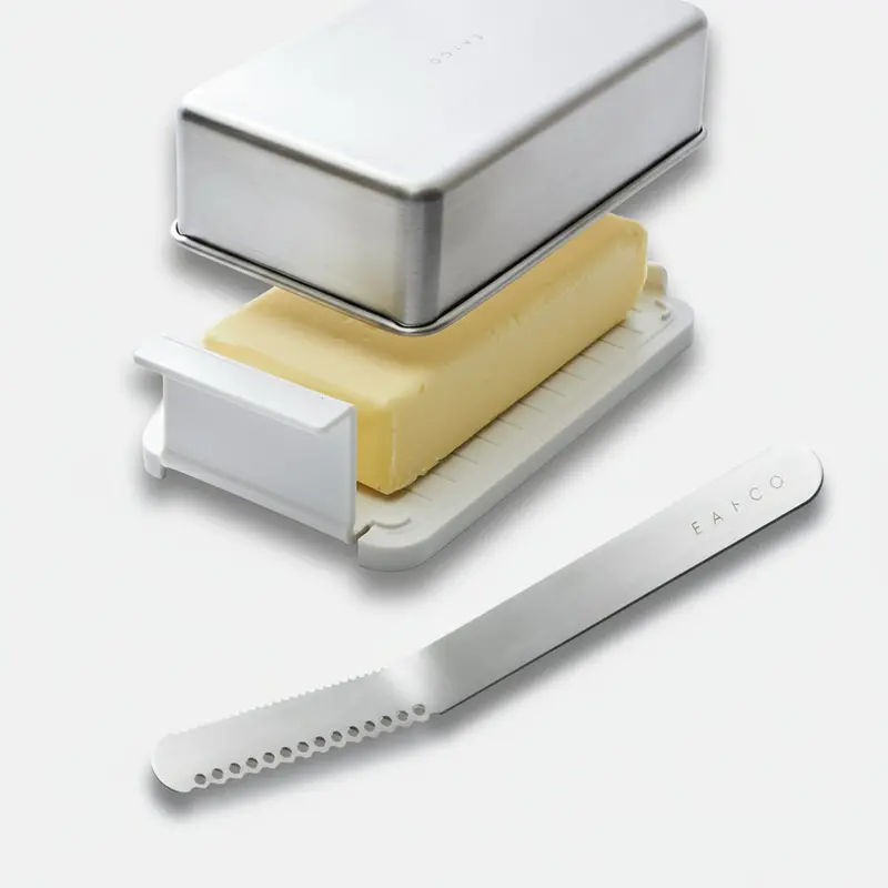 Eatoco Butter Storage Set – Stainless Steel Case With Portion-Control Tray & Nulu Butter Knife 1