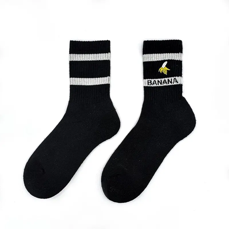 Eco-Friendly Banana Fiber Crew Socks – Black, Odor-Resistant, Size 25–28Cm 1
