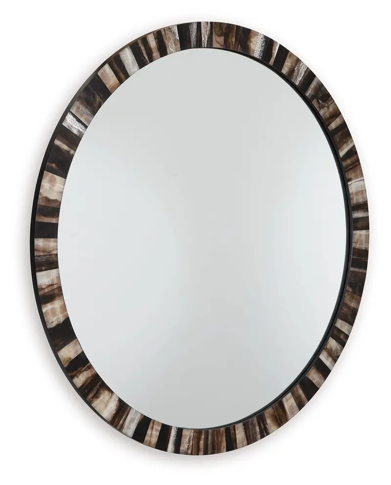 Ellford Black Brown Cream Framed Accent Mirror 1