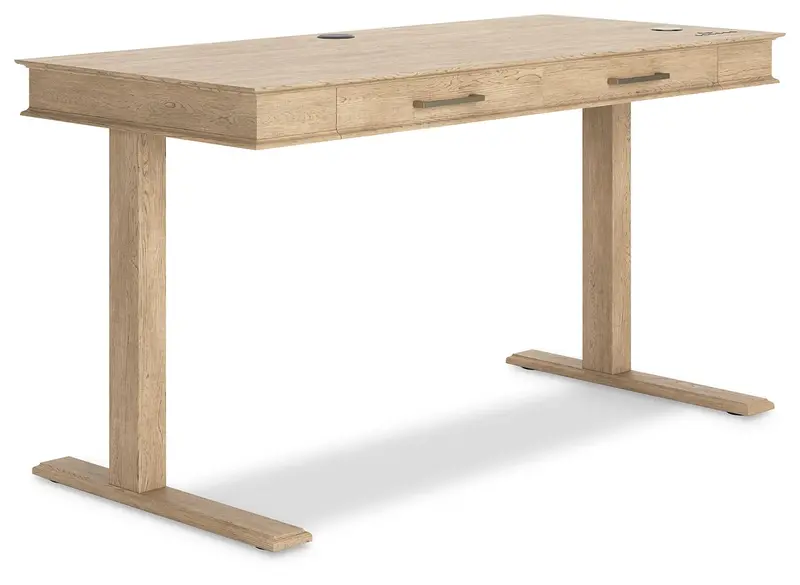 Elmferd Light Brown Height-Adjustable Standing Desk 1