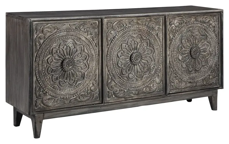 Fair Accent Cabinet – Dark Brown Wood-Grain Storage Unit 1