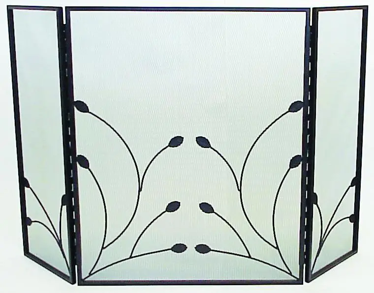 Fireup Three-Panel Folding Fire Screen With Leaf Motif 1