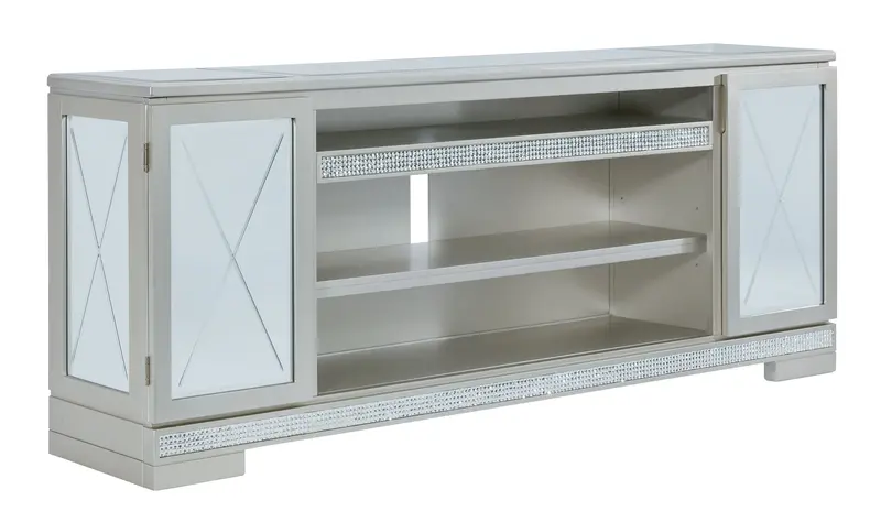 Flamory Silver Tv Stand With Optional Fireplace 1