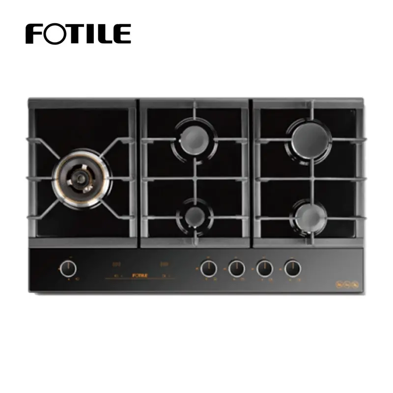 Fotile 5-Burner Gas Hob – 900×520Mm, Lpg/Ng Compatible, Cast Iron Grates 1