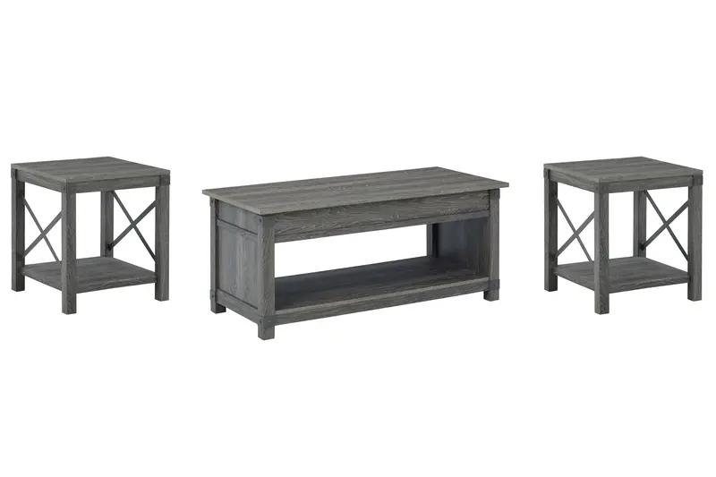 Freedan Grayish Brown 3-Piece Living Room Table Set 1