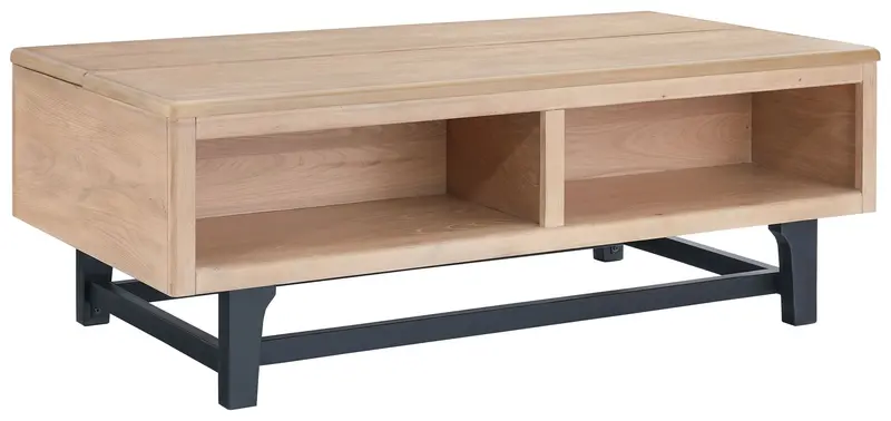 Freslowe Light Brown And Black Lift-Top Cocktail Table 1