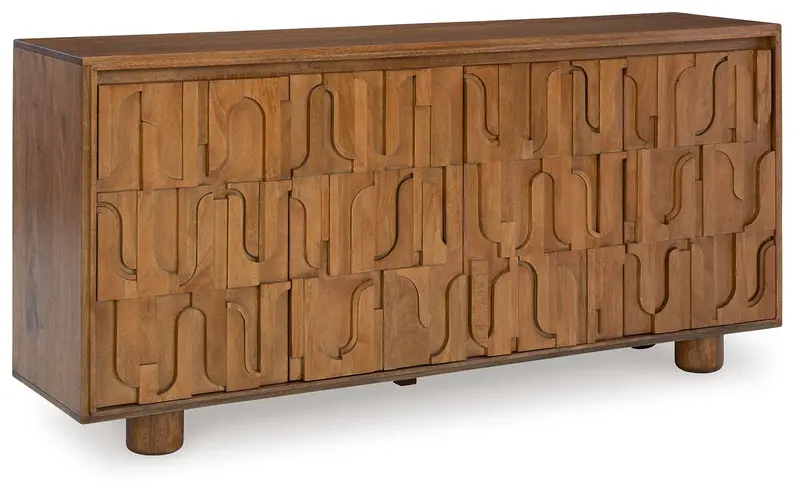 Gadburg Medium Brown Solid Wood Accent Cabinet 1