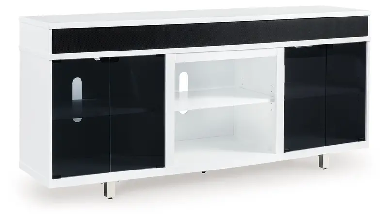 Gardoni Xl Tv Stand With Optional Fireplace – White And Black Design 1