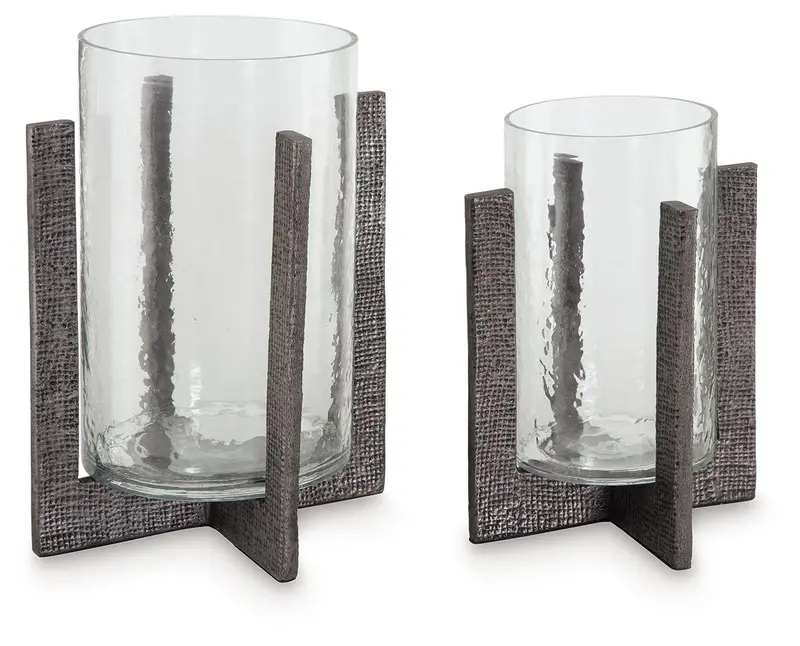 Garekton Clear Glass And Pewter Candle Holders – Set Of 2 1